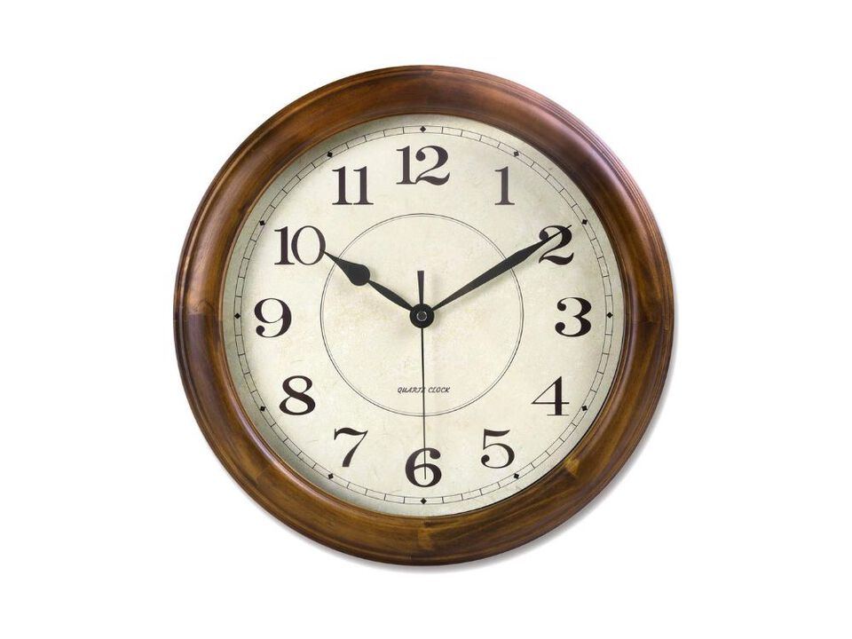 14 Inch Silent Non Ticking Wall Clock Wood Analog Retro Battery Operated for Living Room Kitchen Bedroom Decor