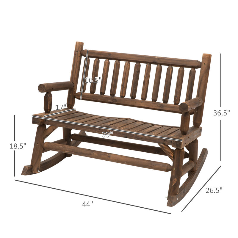 Hivvago Wooden 2-Person Rocking Chair with Wide Seats image number 2