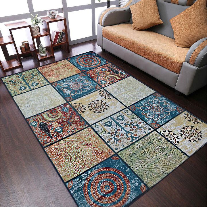 RUGSOTIC CARPETS MACHINE MADE HEATSET POLYPROPYLENE AREA RUGS  - Rectangle Shape, Contemporary Modern Design, Midium Pile Machine Made Area Rugs (M00049)