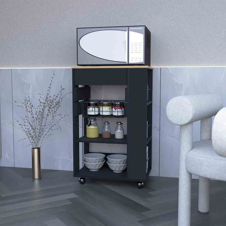 Kitchen Cart Sonex, Kitchen, Black / Light Oak