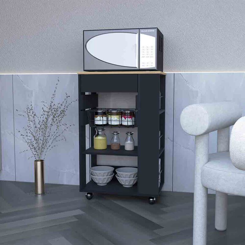 Kitchen Cart Sonex, Kitchen, Black / Light Oak