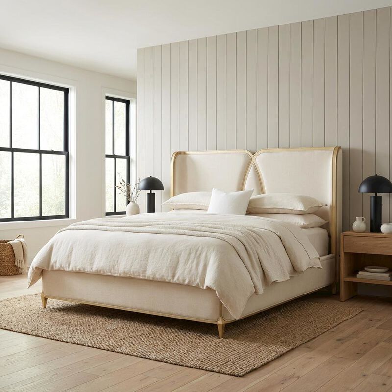 Michael Amini Luxury Upholstered Platform Scotts Square Bed image number 2