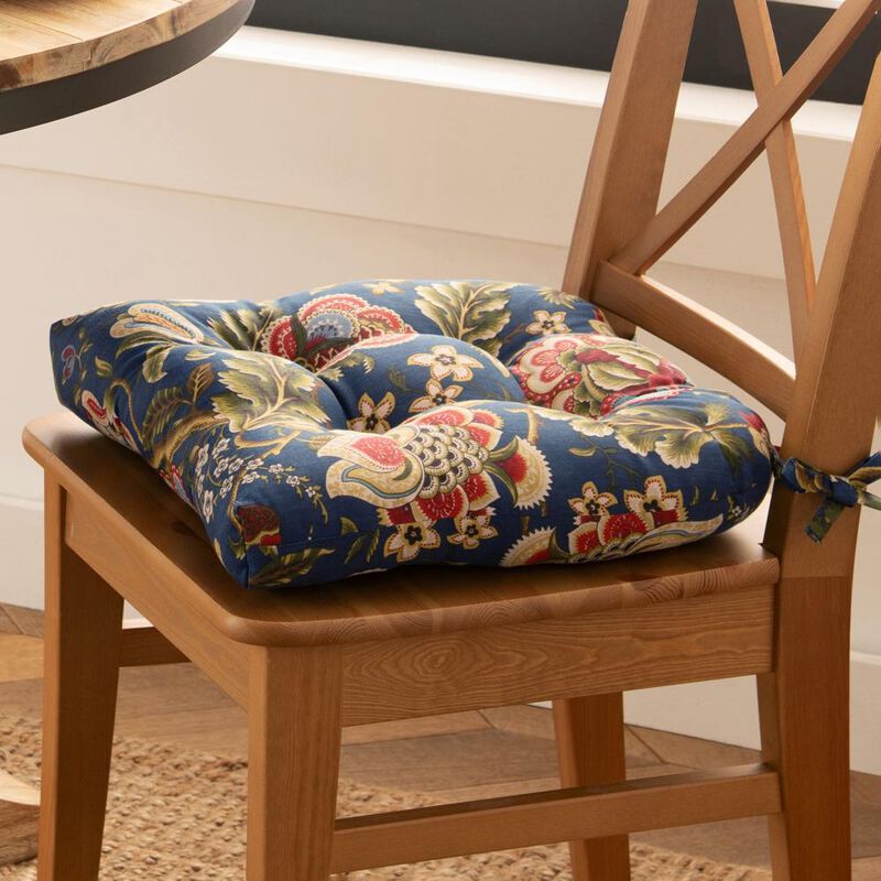 Ellis Cirtain Regency Jacobean Floral Soft Reversible Chair Polyester Fill Cushions Pad 15"x14" Grey