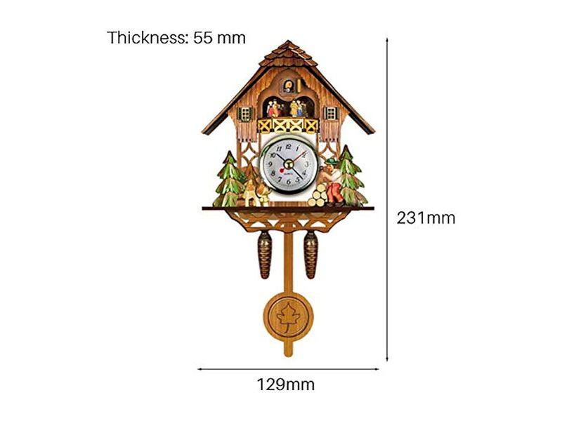 Cuckoo Antique Wooden Birdhouse Hanging Wall Clock Wood Home Decor image number 3