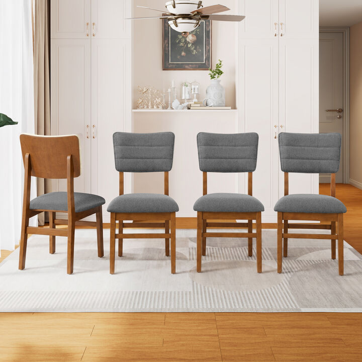 Whisen 4-Piece 16.9inch Upholstered Dining Chairs, Solid Rubber Wood Foam Mid-Century Modern for Kitchen Dining Room
