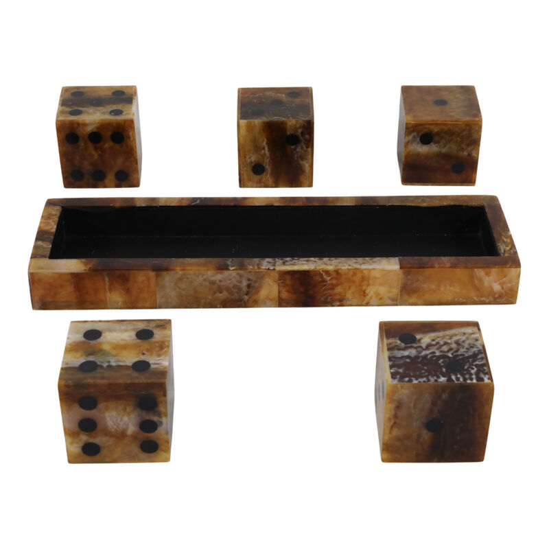 11x3" Tortoise Resin Dice Set, Brown image number 4