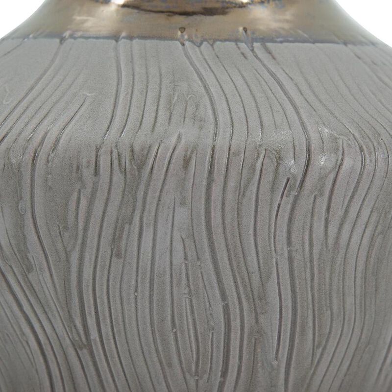 HomeRoots 7" Bronze And Gray Ceramic Round Table Vase image number 3