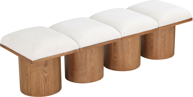 Meridian Furniture Pavilion Cream Boucle Fabric Bench