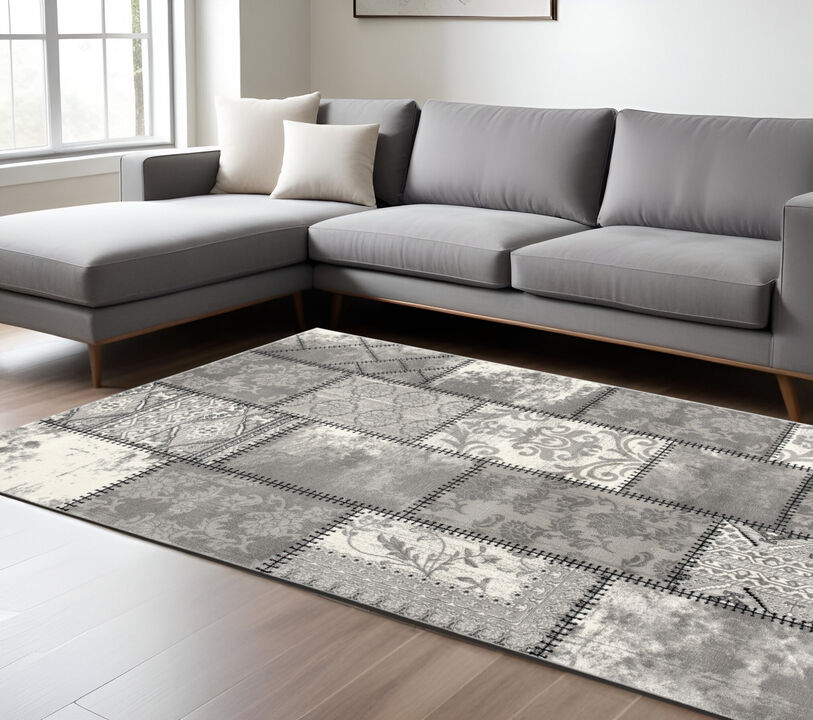 HomeRoots Damask Power Loom Area Rug