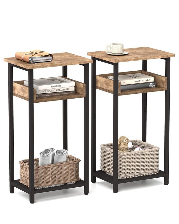 KJGKK Tall Side Table Set of 2, 30 inch High End Table, Small Entryway Table, Bedside Table for Living Room, Bedroom, Office, Gr