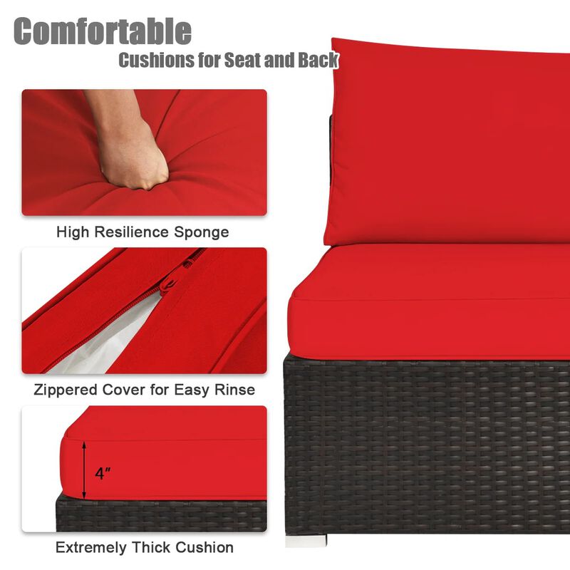 Mondawe 6 Pieces Outdoor Patio Rattan Sectional Sofa Set with Coffee Table