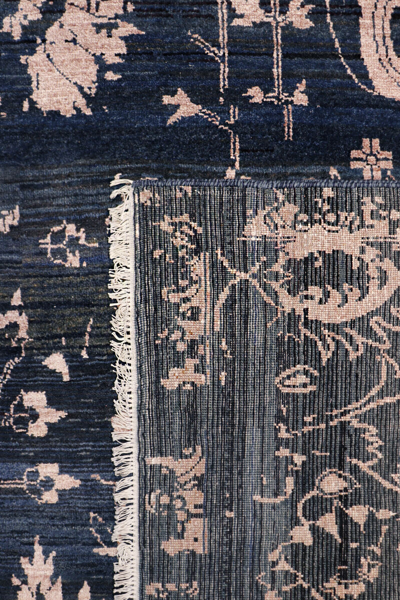 Pasargad Home Transitional Hand-Knotted Blue Bsilk & Wool Area Rug-10' 0" X 14' 0" image number 4