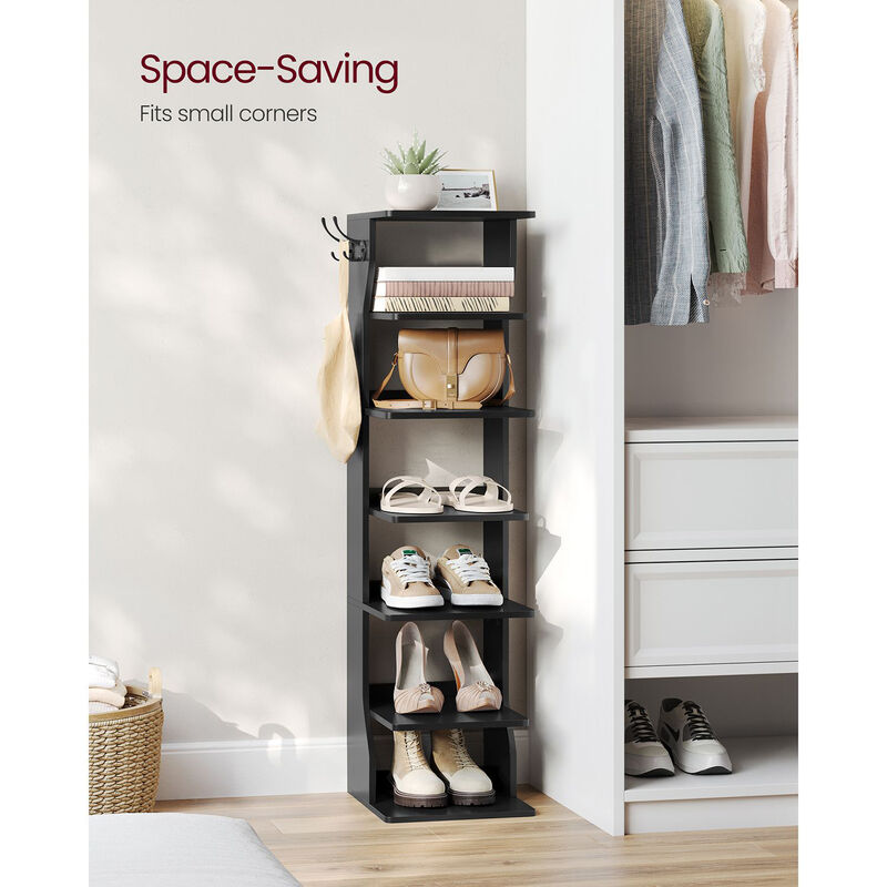 Narrow 6-Tier Shoe Organizer &ndash; Vertical Shelf Rack for Shoes in Small Hallways, Mudrooms or Bedrooms