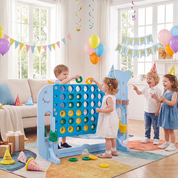 Jumbo 4 to Score Game Set with Ring Toss for Kids and Backyard Play