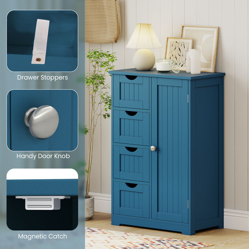 Standing Indoor Wooden Cabinet with 4 Drawers and Door Cabinet image number 7