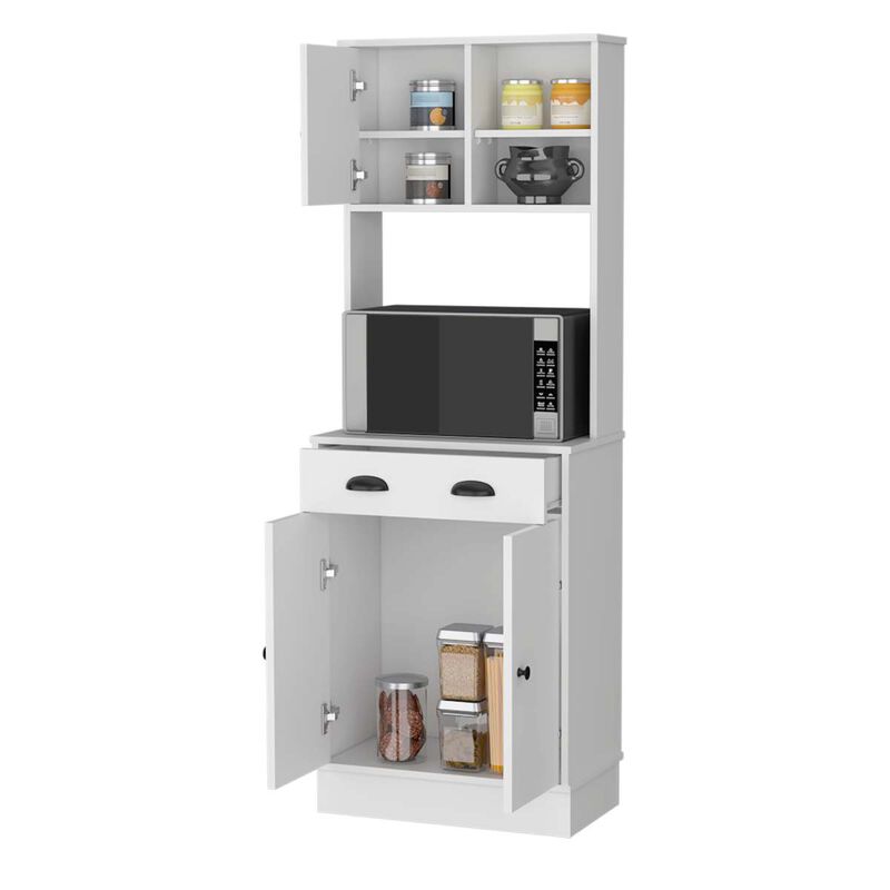Palmer 2-Door Cabinet Microwave Kitchen Pantry in White