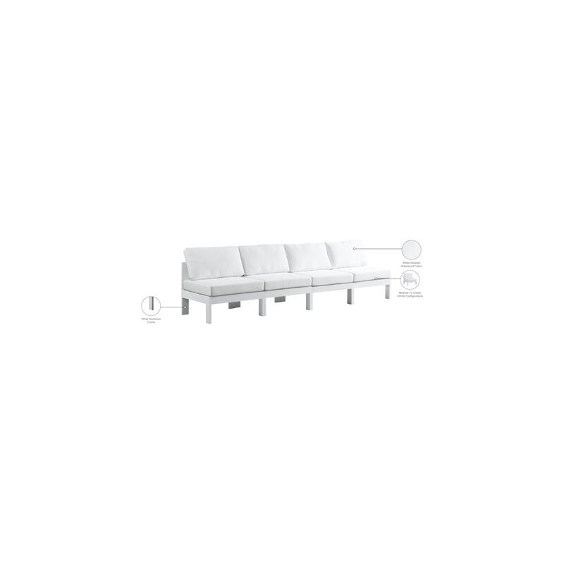 Meridian Furniture Nizuc White Water Resistant Fabric Outdoor Patio Modular Sofa
