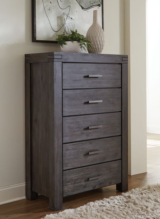 Meadow Five Drawer Solid Wood Chest in Graphite