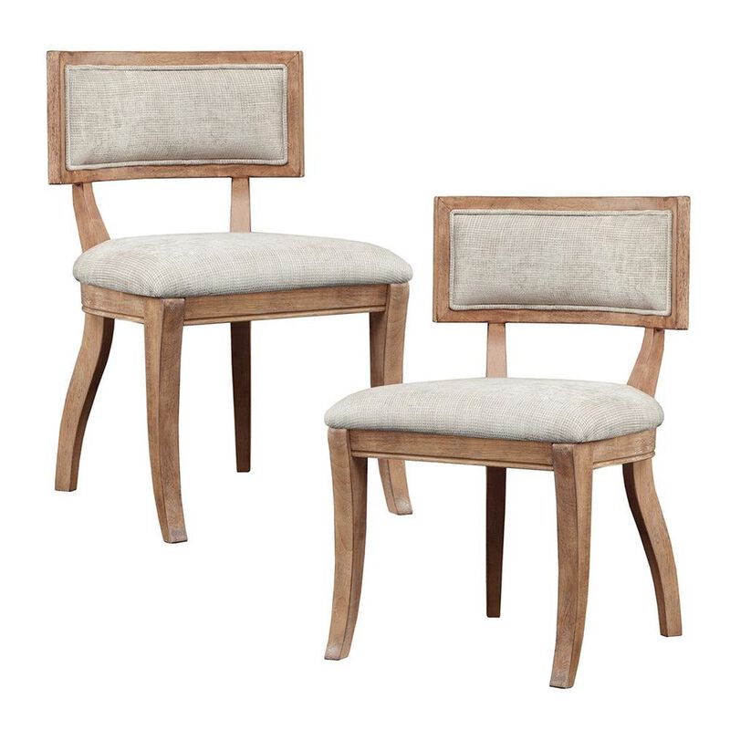 Starlight Canyon Home Set of 2 Beige Modern Dining Chairs with Rubberwood and Solid Wood Frame