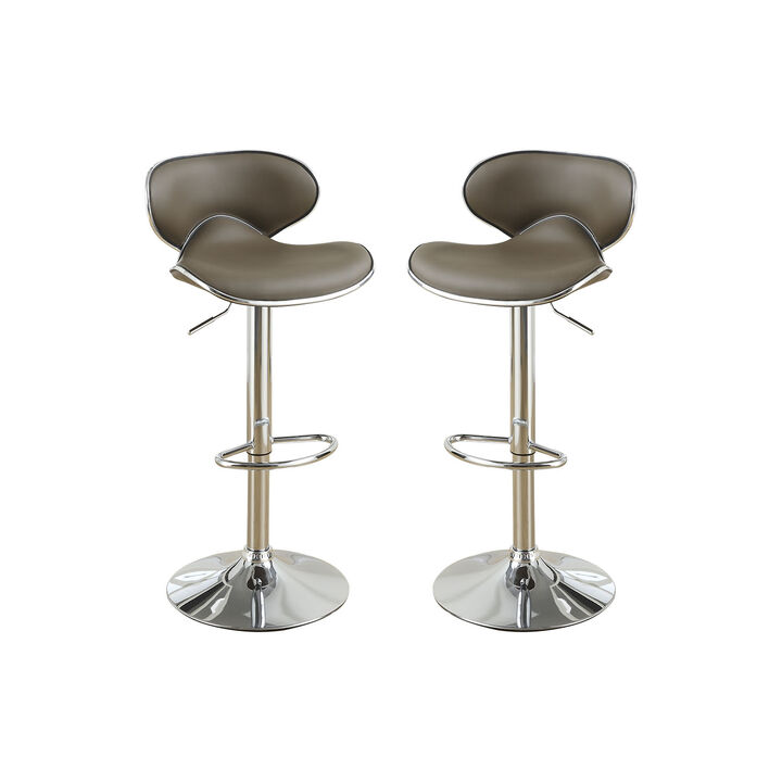 Set of 2 Swivel Faux Leather Bar Stools with Footrest, Espresso