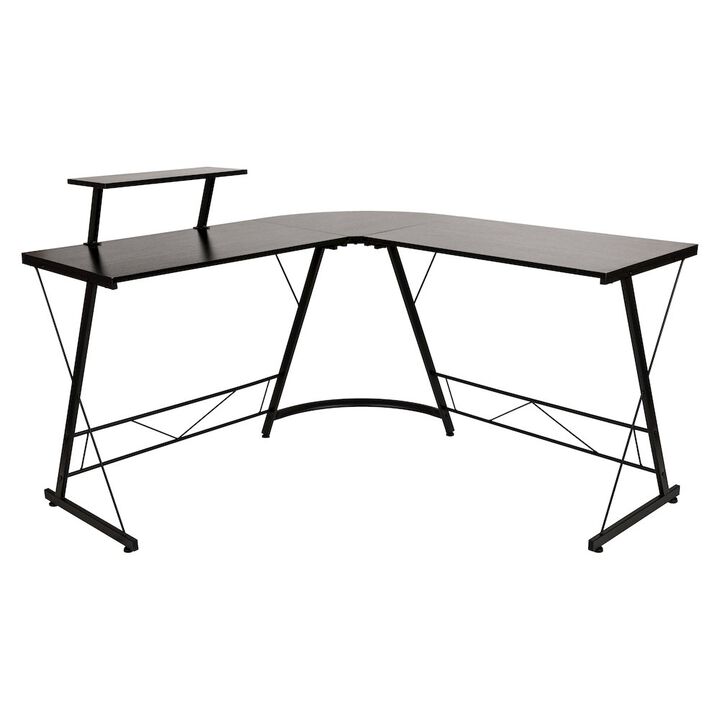 Flash Furniture L-Shaped Desk 71.5" Computer Corner Desk, Black/Black