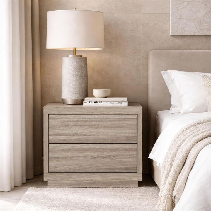 Navis 26" 2-Drawer Nightstand in Natural Oak