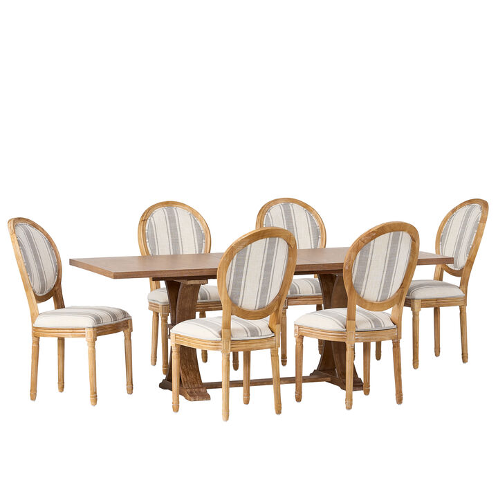 Christopher Knight Home Dason 7 Piece French Country Upholstered Wood Expandable Dining Set