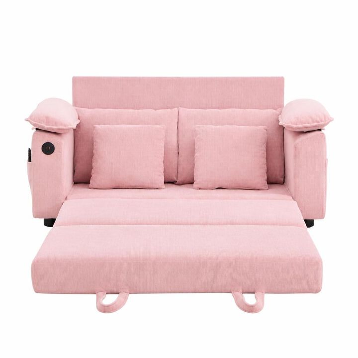 GOODSILO 3-in-1 Upholstered Convertible Futon Sofa Bed, Foldable Tufted Loveseat Pull Out Sleeper Couch with Side Pockets for Small Living Spaces