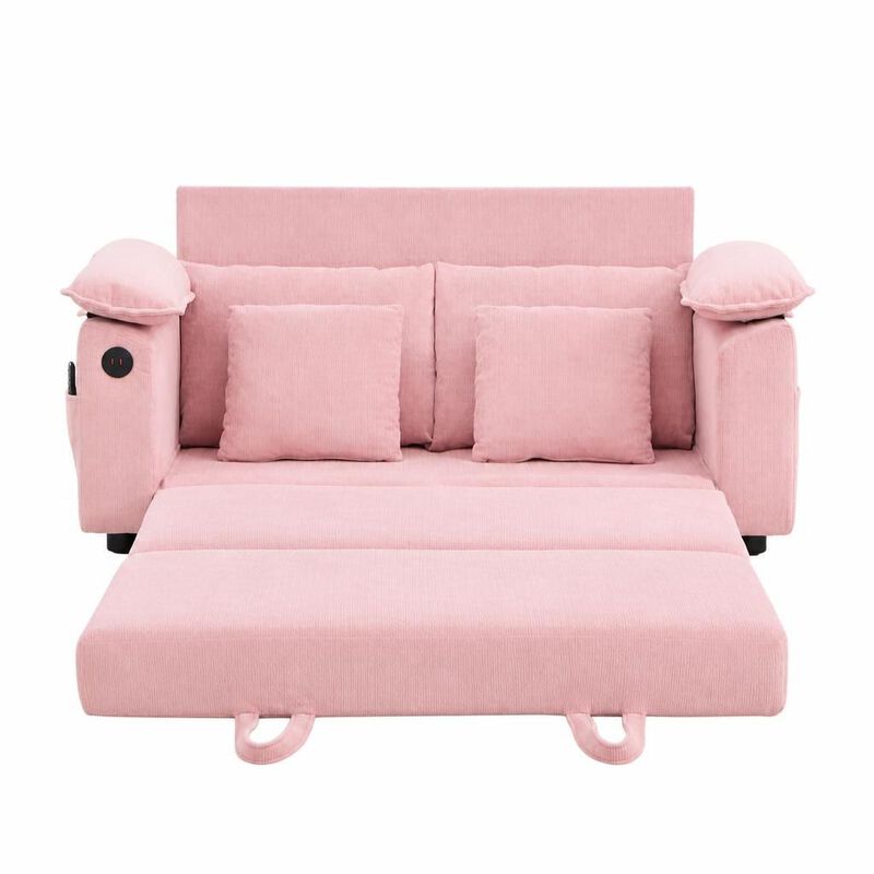 GOODSILO 3-in-1 Upholstered Convertible Futon Sofa Bed, Foldable Tufted Loveseat Pull Out Sleeper Couch with Side Pockets for Small Living Spaces image number 0
