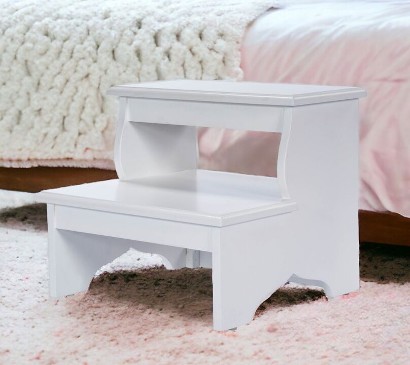 Hivvago 18 Inch White Wood Footstool