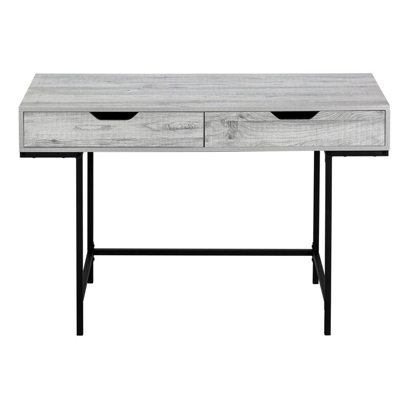 HomeRoots 47" Gray and Black Wood and Metal H-Shape Computer Desk With Two Drawers image number 0