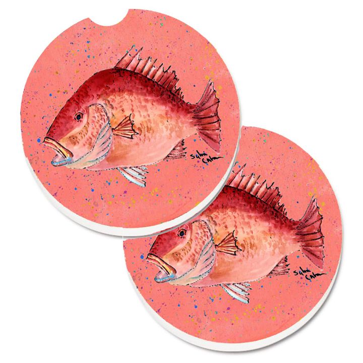 Caroline's Treasures Strawberry Snapper Set of 2 Cup Holder Car Coasters 8351CARC, 2.56, Multicolor