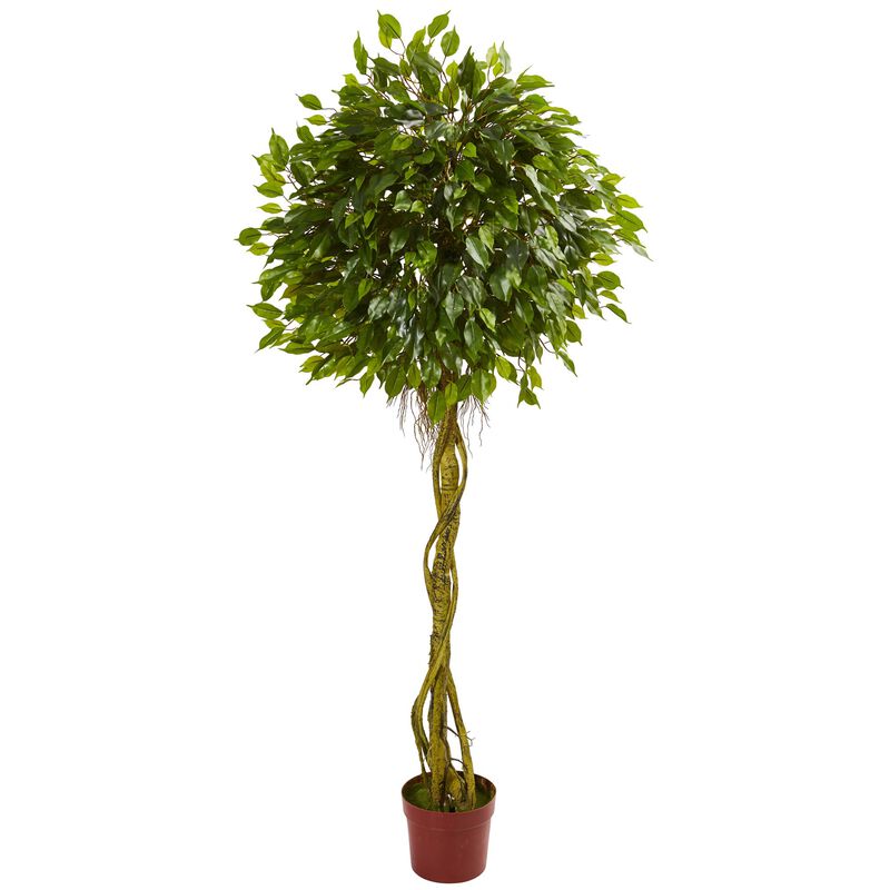 Hivvago 6 Feet Ficus Artificial Topiary Tree UV Resistant (Indoor/Outdoor)
