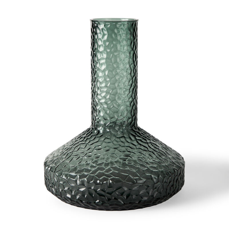 HomeRoots 12" Green Faceted Glass Table Vase image number 0