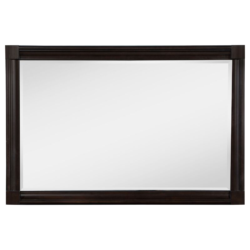 Meon Dresser Mirror, Dark Oak Brown Wood Frame, Rectangular 32 Inch - Benzara