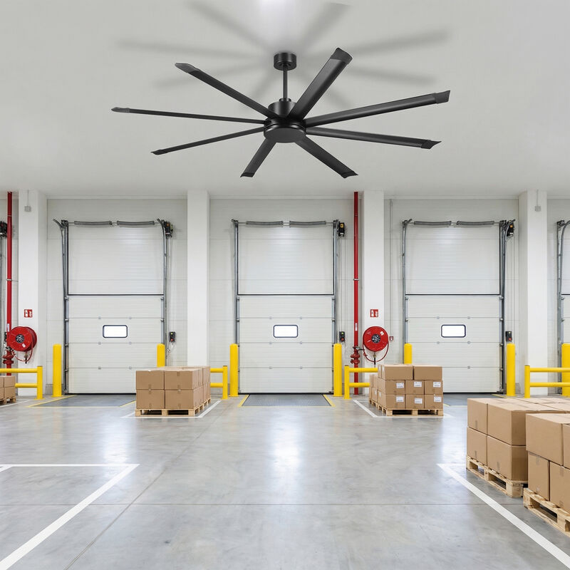84" Industrial Black Reversible 8 Aluminum Fan Blades Large Ceiling Fan with Remote for Garage, Warehouse, Porch, Living Room image number 4