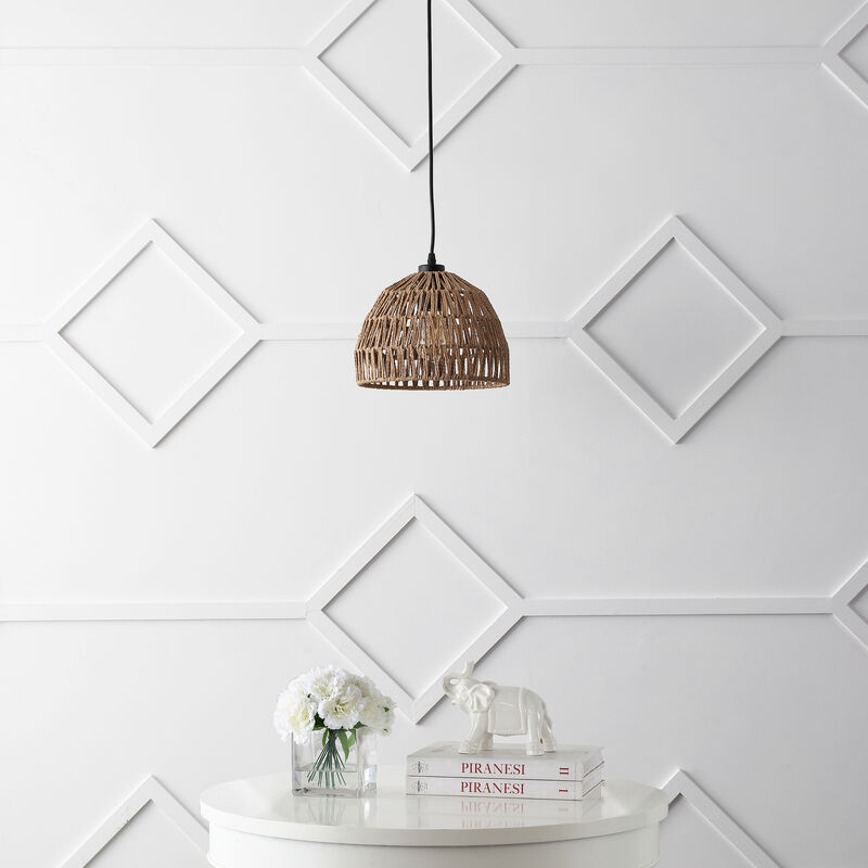 Campana Bohemian Modern Woven Rattaniron LED Pendant