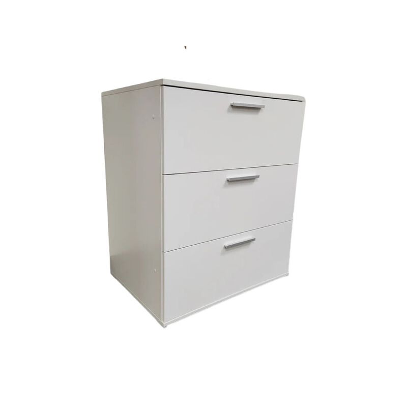 Moru Wide Dresser Chest, 3 Jumbo Drawers, Modular Design, White Wood
