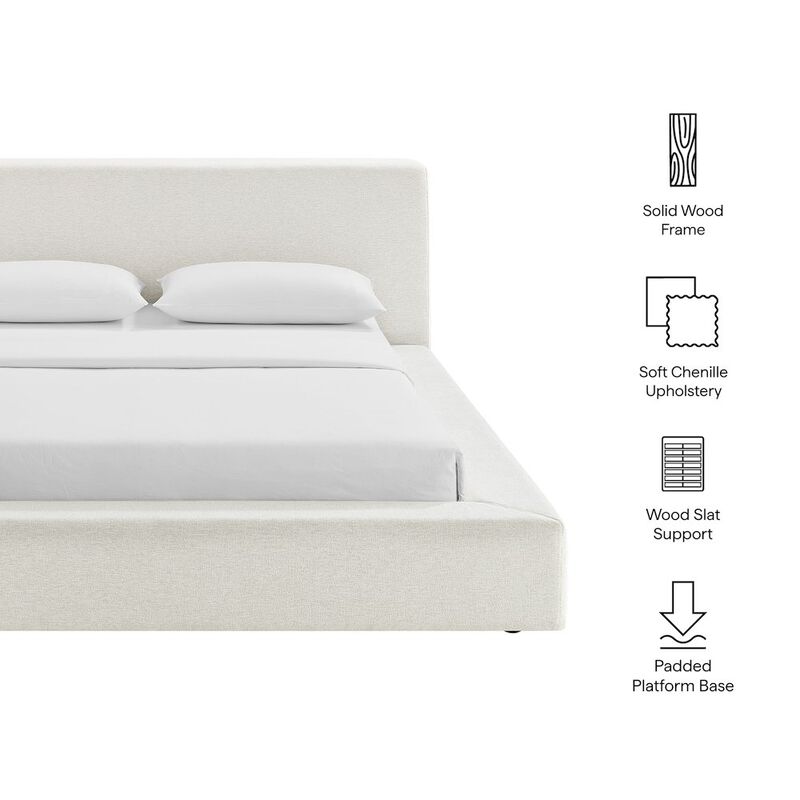 Luma Chenille Upholstered Queen Platform Bed Frame image number 1