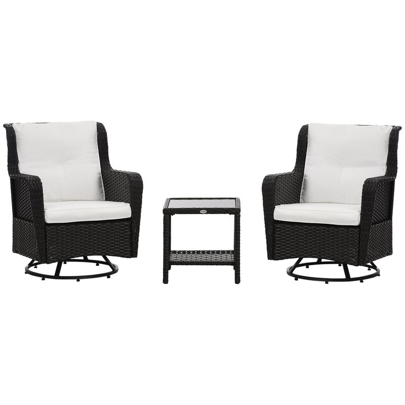 Cream Outdoor Seating: Porch Bistro Set with 360&deg; Rotation & Rocking