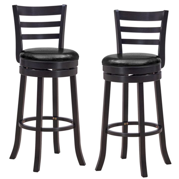 Hivvago Set of 2 Bar Stools Swivel Bar Height Chairs with PU Upholstered Seats Kitchen