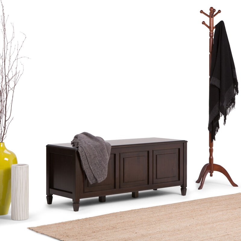 Connaught SOLID WOOD 51 inch Wide Traditional Storage Bench Trunk in Dark Chestnut Brown