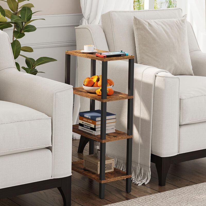 TUTOTAK Small Side Table, Narrow End Table, Skinny Sofa Table, Slim Nightstand, Couch Table, Living Room, Bed Room, Brown TB01BB