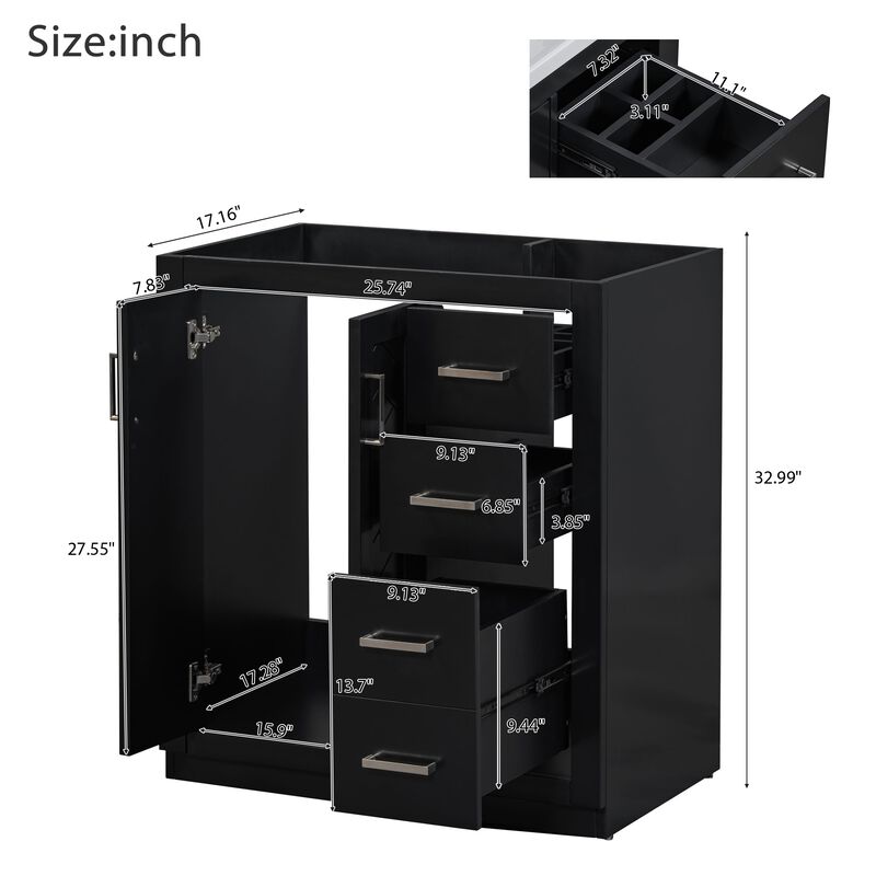 Merax Bathroom Vanity Cabinet with Undermount Ceramic Sink, 3 Drawers, Spacious Cabinet image number 5