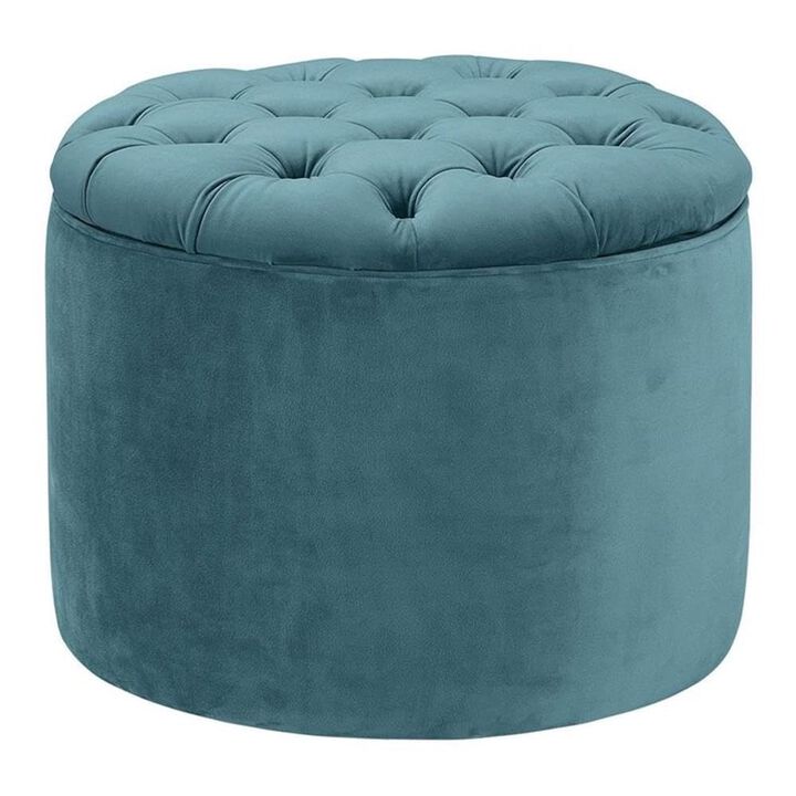 Tov Furniture Queen Sea Blue Velvet Storage Ottoman