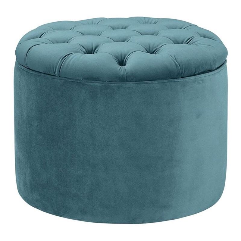 Tov Furniture Queen Sea Blue Velvet Storage Ottoman image number 0