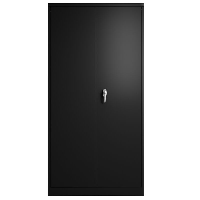 Metal Storage Cabinet, Steel Storage Cabinet with 2 Doors and 4 Adjustable Shelves, Black Metal Cabinet with Lock,72" Tall Steel