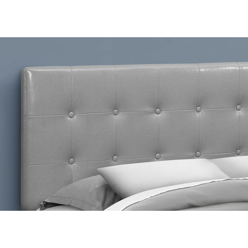 Monarch Specialties I 6001Q Bed, Headboard Only, Queen Size, Bedroom, Upholstered, Pu Leather Look, Grey, Transitional