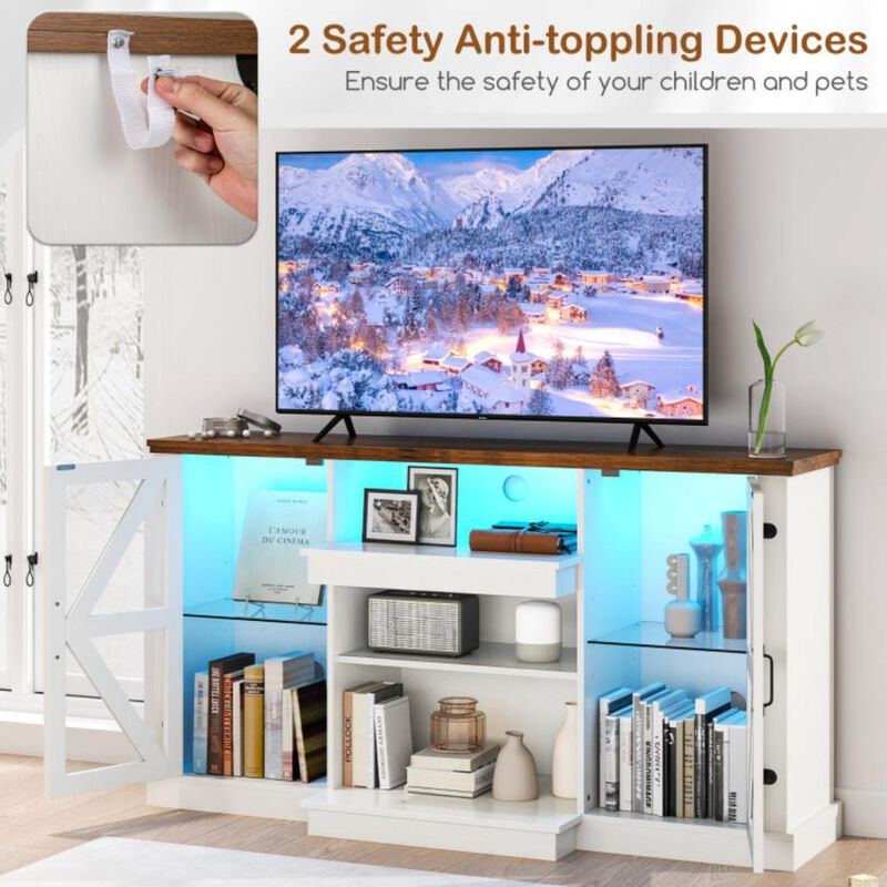 Hivvago Media Console Table with 3-Level Shelves and 22 Dynamic Modes