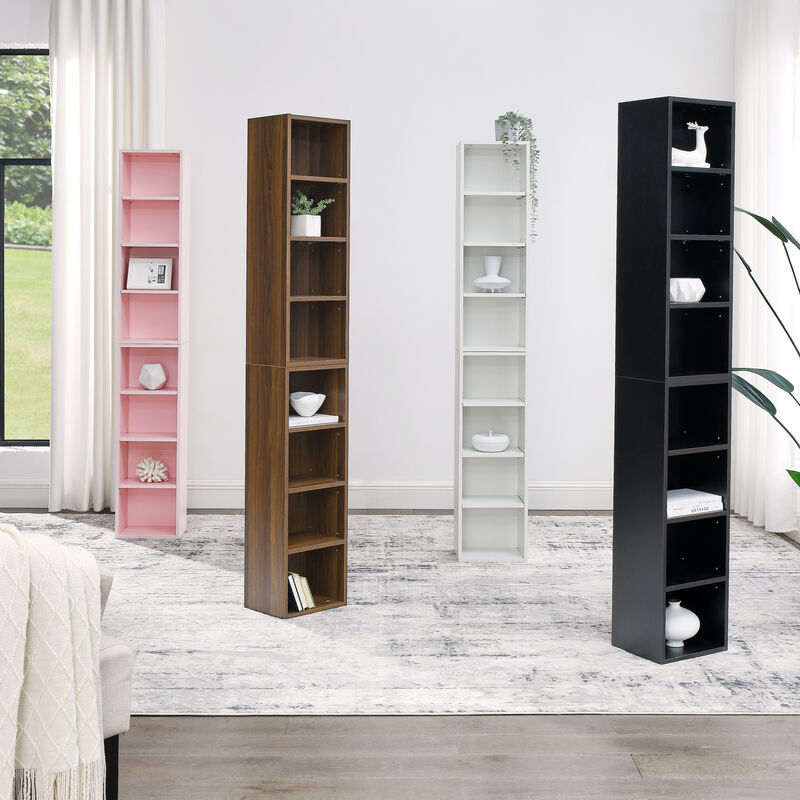70.9 in.Tall Wood 4-Shelf Standard Bookcase with Shelves (Set of 2)